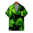thumbnail image 3 of Camisas de playa hawaianas para hombres Camisas para hombres y mujeres Camisas para parejas Camisa de manga corta con solapa y estampado 3D de trébol de cuatro hojas Camisas florales, 3 of 5