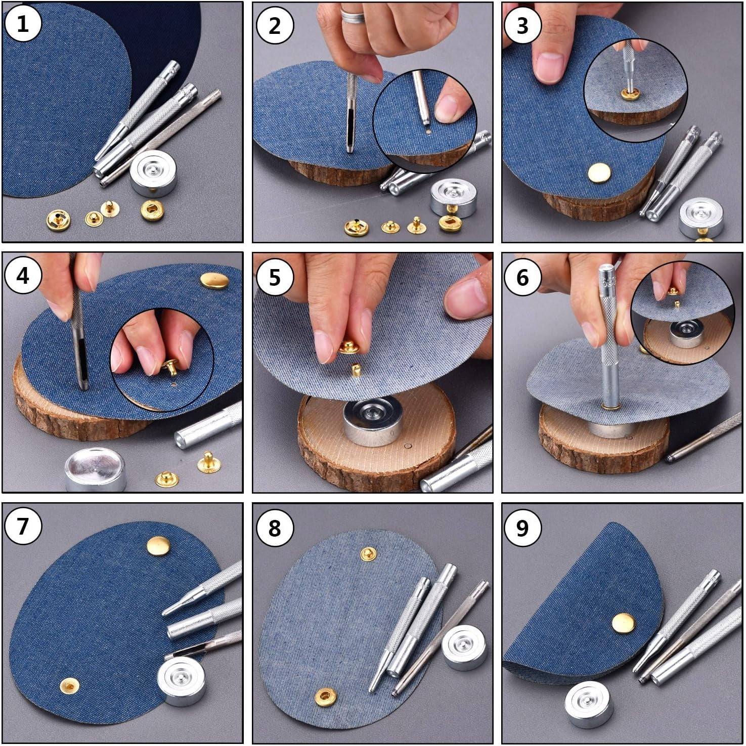 Snap Rivet Button Installer, Universal Setter Base Accommodates Various Sizes, Grommet Setter For Leather Craft Clothing And More, High-Quality Carbon Steel Ensures Durability