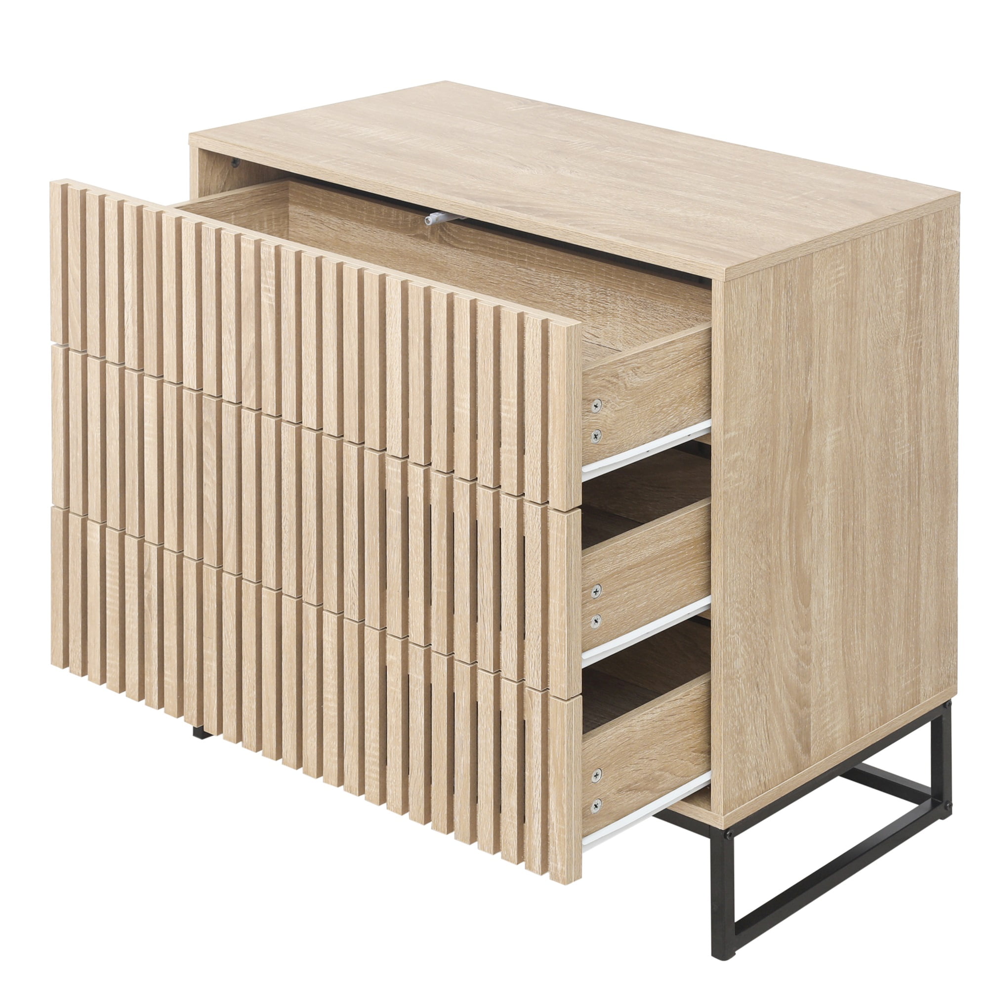 Resenkos Nightstand, Accent Storage Cabinet with 3 Drawer, End Table Suitable for Living Room, Natural Resenkos Nightstand, Accent Storage Cabinet with 3 Drawer, End Table Suitable for Living Room, Natural