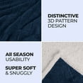 thumbnail image 3 of BNM Fleece Sherpa Reversible Lattice Blanket, King, Navy Blue, 3 of 8
