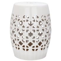 Pemberly Row Contemporary Ceramic Garden Stool in Cream Finish