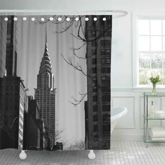 ATABIE NYC Chrysler Building Black and Newyork York City Manhattan Shower Curtain 60x72 inch