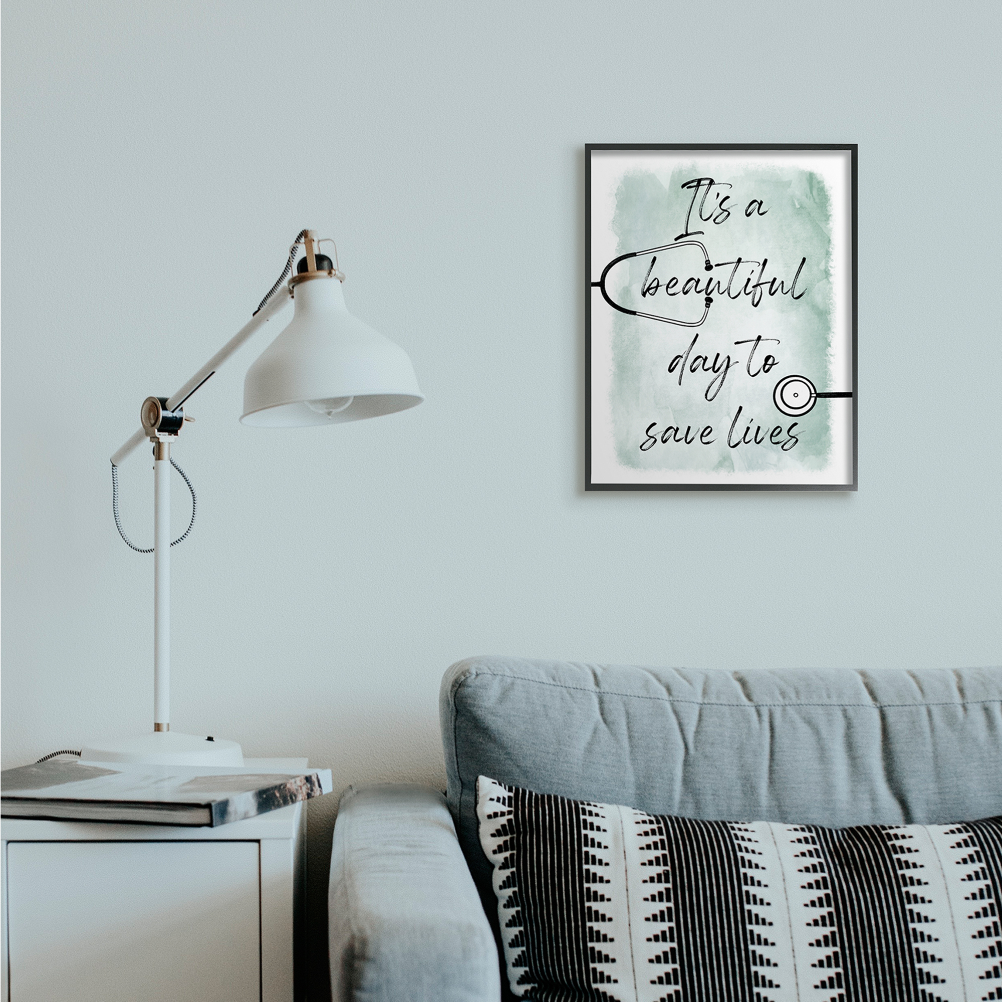 Stupell Industries Beautiful Day Save Lives Phrase Healthcare Appreciation Black Framed by Marcus Prime
