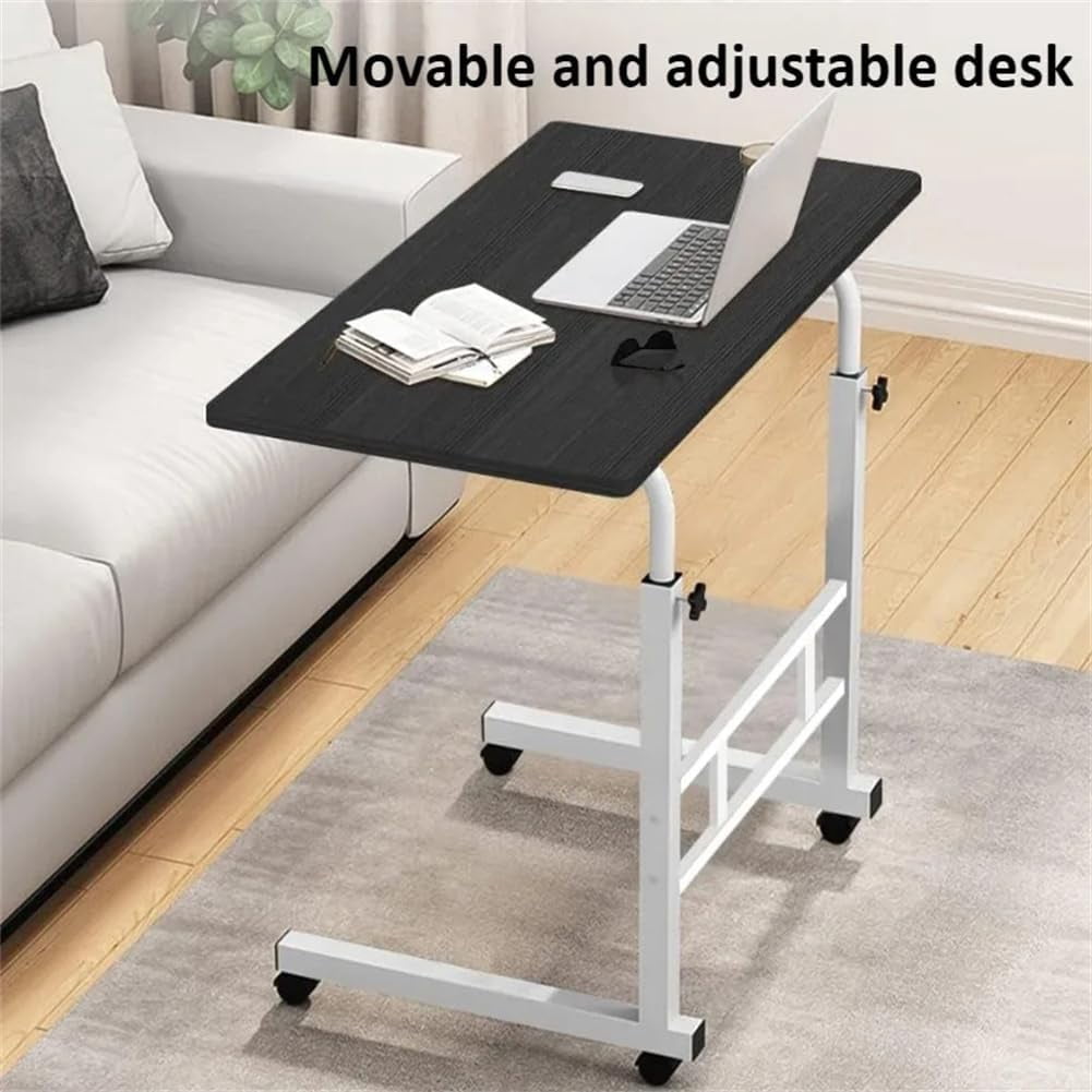 QinaQin Standing Desk Adjustable Height,Small Computer Desk with Wheels,Portable Laptop Standing Table for Home Office Study,Black