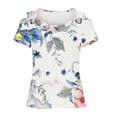 thumbnail image 5 of LYXSSBYX Womens Tops Dressy Casual Summer 2024 Women's Fashion Casual Printed Eyelet Embroidery Shoulder Leakage Short Sleeve Pullover Short Sleeve Top, 5 of 5