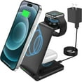 thumbnail image 1 of Wireless Charging Station 3 In 1, 15W Fast Charger, for Multiple Devices, IOS Android Compatible, USB-A Type-C Interfaces, Smart Chip Protection, Stylish Space-saving Design, Home Office Travel, 1 of 7