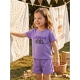 thumbnail image 4 of BemeyourBBs Toddler Baby Girl Cowgirl Birthday Outfits Summer 1 2 3 4 5 6 Years Old Birthday Clothes Cowgirl Hat Letter Embroidery Short Sleeve T Shirt and Rolled Shorts Set, 4 of 9