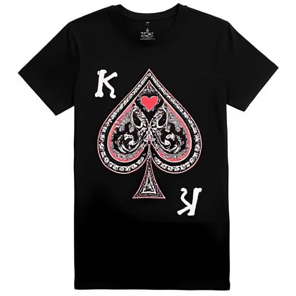 Stylish Black T-Shirt with Ornate Graphic Silver & Pink Details