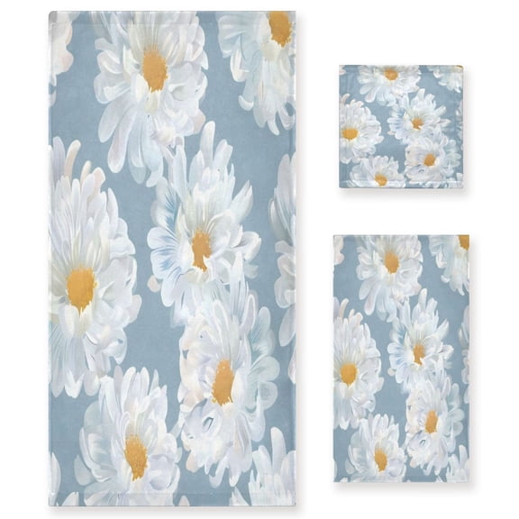 Three-Piece Towel Set Face Towel Towel Set Hand Towel Bath Towel Cotton Bath Towels Bath Towel Sets Hand Bath Towels White Flower