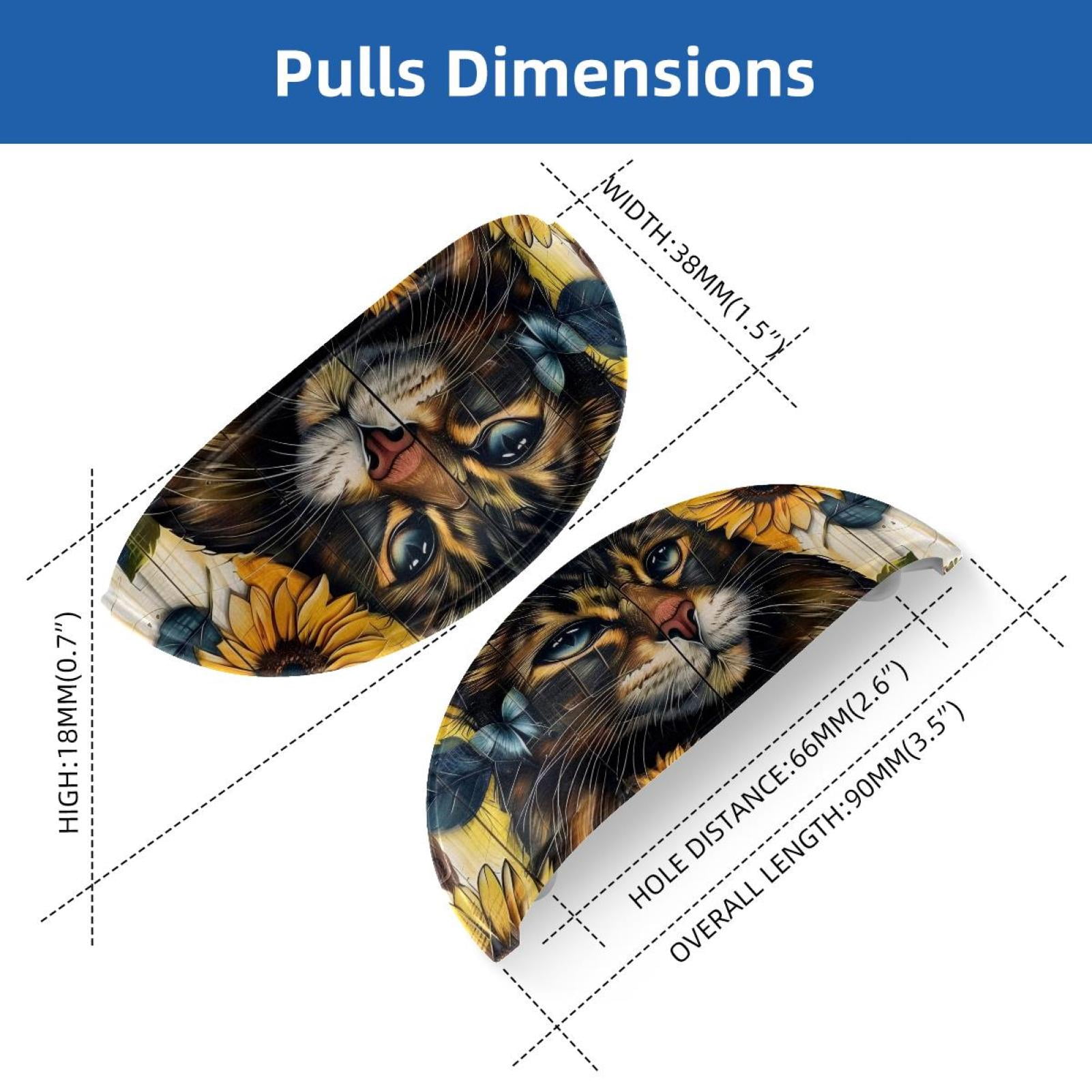 PhooArto 6 Pcs Cup Drawer Pulls, Wooden Board Cat Sunflower Shell Shape Handles Cabinet Knobs for Dresser Cupboard Closet Wardrobe with Screws