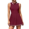 thumbnail image 1 of Charmo Robe de Tennis à Fermeture Éclair pour Femmes, Robe Polo d'Entraînement de Golf, Robe Plissée avec Shorts et Poches, 1 of 1