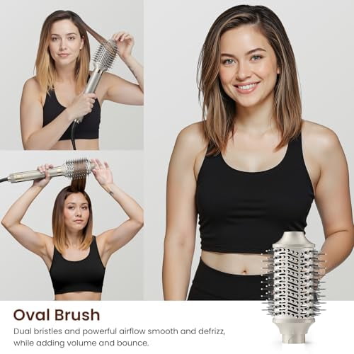 5 in 1 High-Speed Hot Air Styler, Professional Frizz-Free Blow Dryer Brush, Fast Drying Hair Dryer, No Heat Damage - Champagne