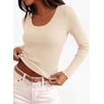 thumbnail image 3 of PRETTYGARDEN Women's Fall Lightweight Ribbed Knit Sweaters | Stretchy Cozy Knitwear,Scalloped Scoop Neck,Long Sleeve Shirts,Slim Fitted Pullover,Basic Layering Tops,Cute Casual Outfits, 3 of 9