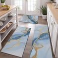 thumbnail image 2 of Blue Marble Gold Wave Pattern Kitchen Rugs Sets Of 3,Kitchen Runner Rugs Non Skid Washable,Decorative Kitchen Floor Mats for Kitchen,Sink,Laundry,17"x30"+ 17"x47" + 17"x59", 2 of 6