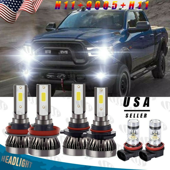 For Ram 1500 2019 2020 LED Combo Kit Headlight High/Low Beam   Fog Light Bulbs