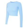 thumbnail image 3 of Made by Olivia Women's Solid Long Sleeve Round Neck Crop T Shirt Top, 3 of 4