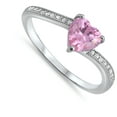 thumbnail image 4 of CHOOSE YOUR COLOR Solitaire Pink CZ Heart Promise Ring .925 Sterling Silver Band Female Size 6, 4 of 4