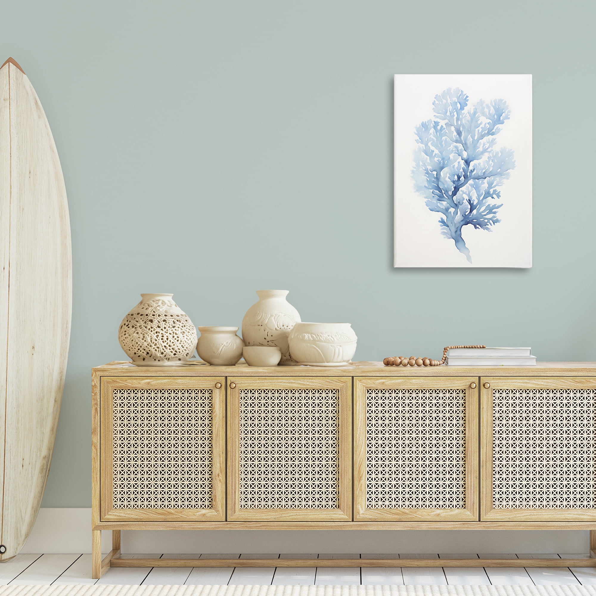 Stupell Industries Indigo Coral Shape Animals & Insects Painting Gallery Wrapped Canvas Art Print Wall Art, 24 x 36