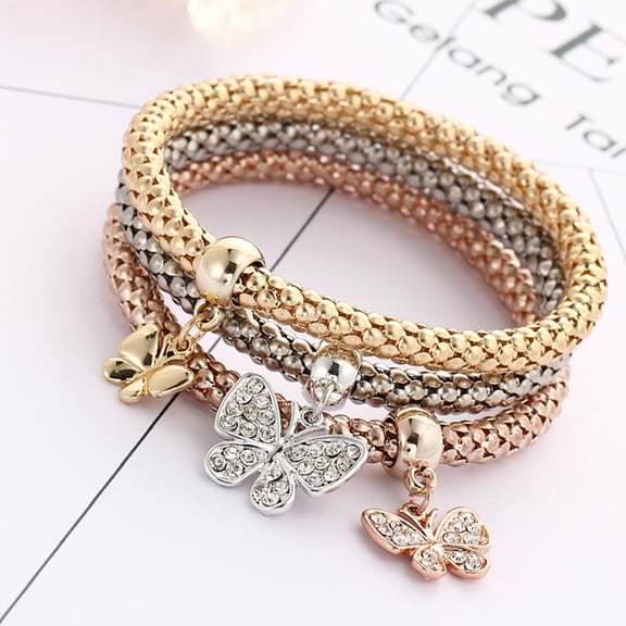 OFFIGAM Women's Assorted Color Crystal Bracelet Set 3PCS Stylish Jewelry for Everyday Wear and Special Occasions