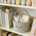 thumbnail image 4 of yulier Easter Bunny Basket , Panier-Cadeau de Pâques, Sac Fourre-Tout de Pâques avec Oreilles de Lapin, Décorations de Pâques Panier de Rangement pour Oeufs de Pâques avec Poignée, Gris, 4 of 6