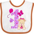 thumbnail image 3 of Inktastic First Birthday with Cute Puppy and Butterflies Boys or Girls Baby Bib, 3 of 4