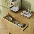 thumbnail image 2 of Aufeile Set of 3 Sideboard Buffet Cabinet with Storage, Modern Modular Fluted Accent Cabinet with 3 Drawers & Adjustable Shelves for Dining Room Living Room, Oak, 2 of 9
