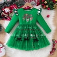 thumbnail image 2 of newwalpole Fashion Girls Dress Long Sleeve Christmas Owl Sparkling Sequin Tulle Green for Size 1-2 Years, 2 of 5