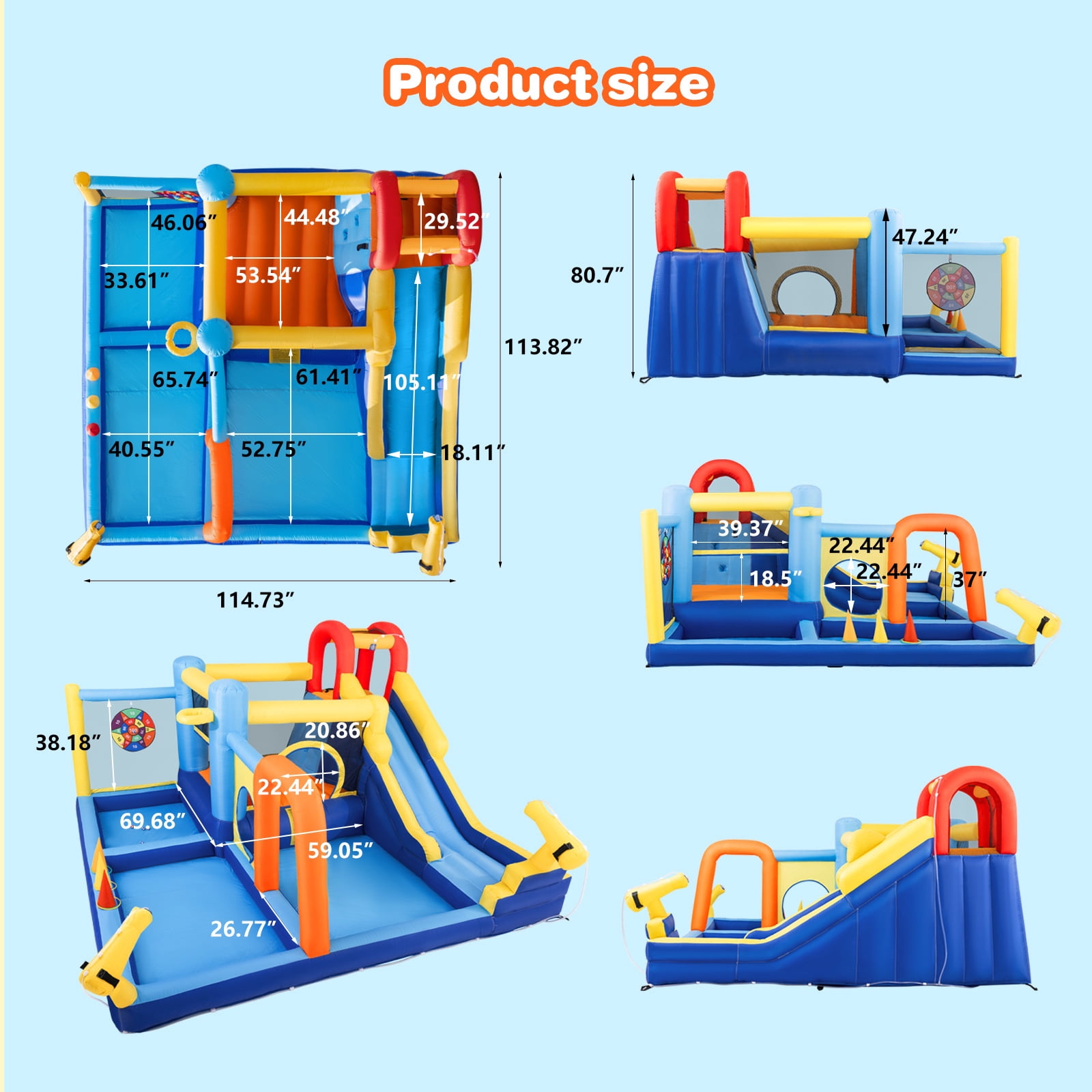 COSVALVE Kids Inflatable Water Slide Bounce House Jumping Climbing Playhouse with Splash Pool,Basketball Hoop,Water Cannons,550W Air Blower Indoor/Outdoor