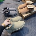 thumbnail image 4 of Botas de nieve de otoño e invierno para mujer, de una pieza, con forro polar, cortas, de piel de oveja, gruesas, cálidas, de caña baja, de algodón, zapatos de mujer, 4 of 6