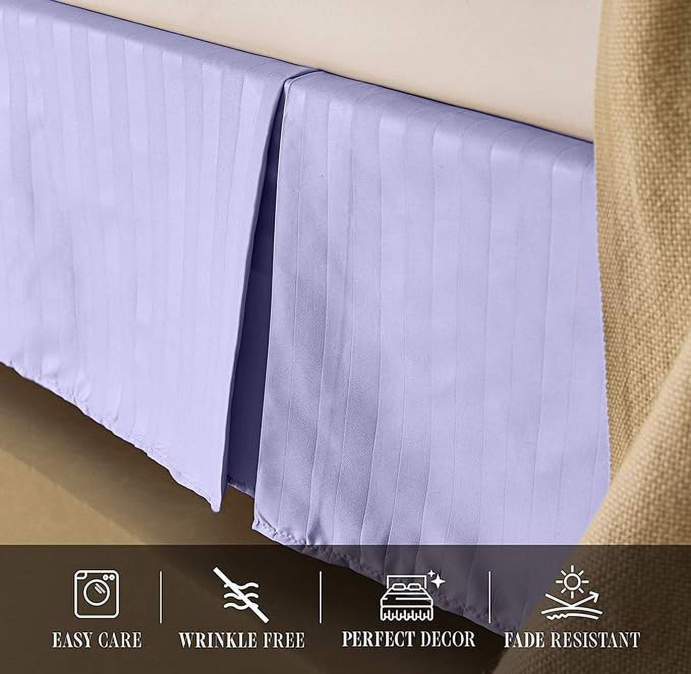 Elegant Comfort 1-Piece Striped Bed Skirt, 1500 Thread Count, Stylish Pleated Design, Easy Care, Wrinkle and Stain Resistant , Queen, Lilac