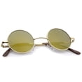 thumbnail image 4 of sunglassLA Unisex Small Retro Lennon Inspired Style Colored Mirror Lens Round Metal Sunglasses 41mm (Gold / Gold Mirror) - 41mm, 4 of 4