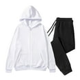 thumbnail image 2 of Dagugfen Sweatsuits Men 2 Piece Outfit Black Sweatpants and Zip up Hoodie Long Sleeve Sweatshirts Comfy Lightfleece Casual Fall Outfits, 2 of 6