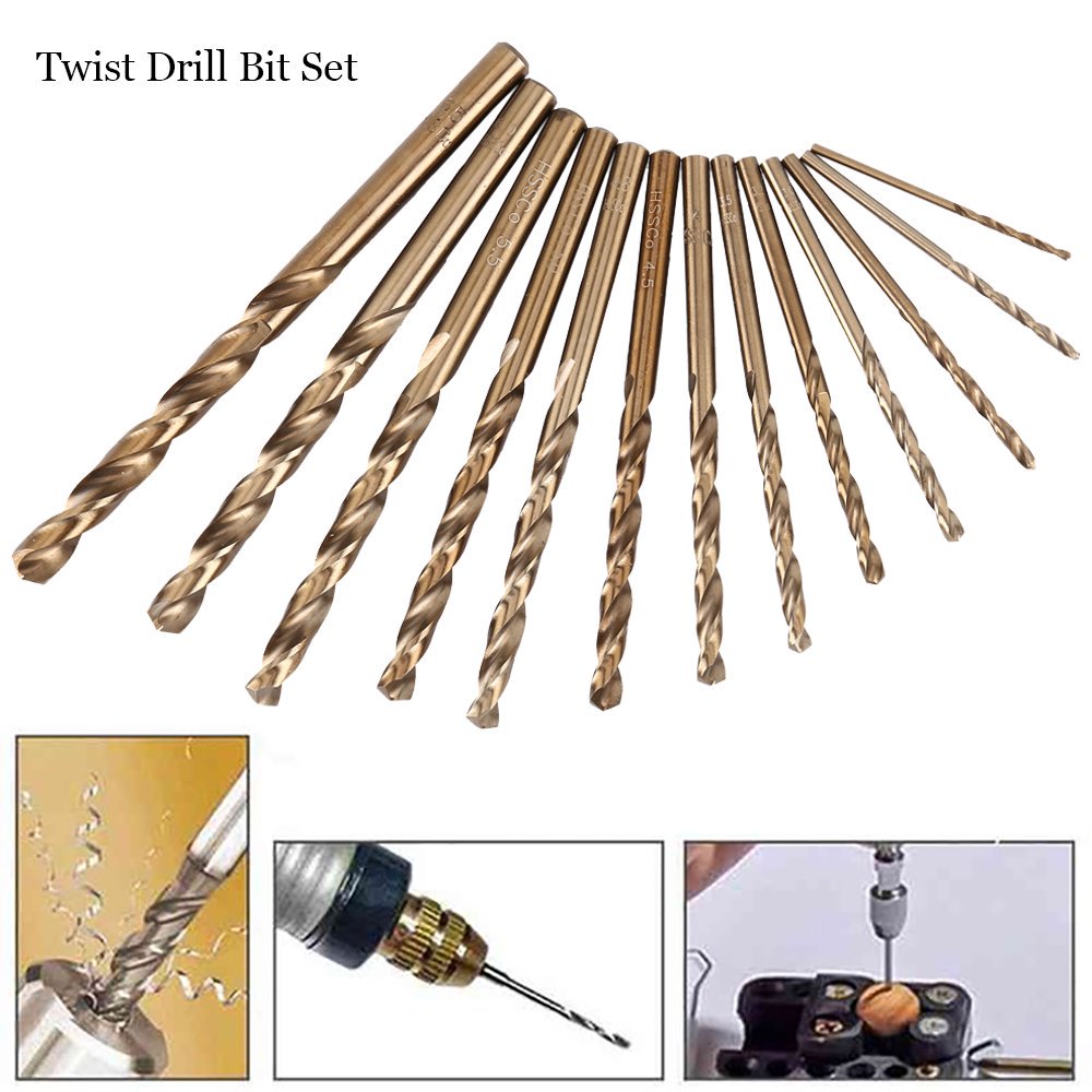 13 PCS Metric M35 Cobalt Steel Twist Drill Bit Set HSS Extremely Heat Resistant With Straight Shank To Cut Through Hard Metals Like A Hot Knife Through Butter,Such As Stainless Steel,Titanium Alloy