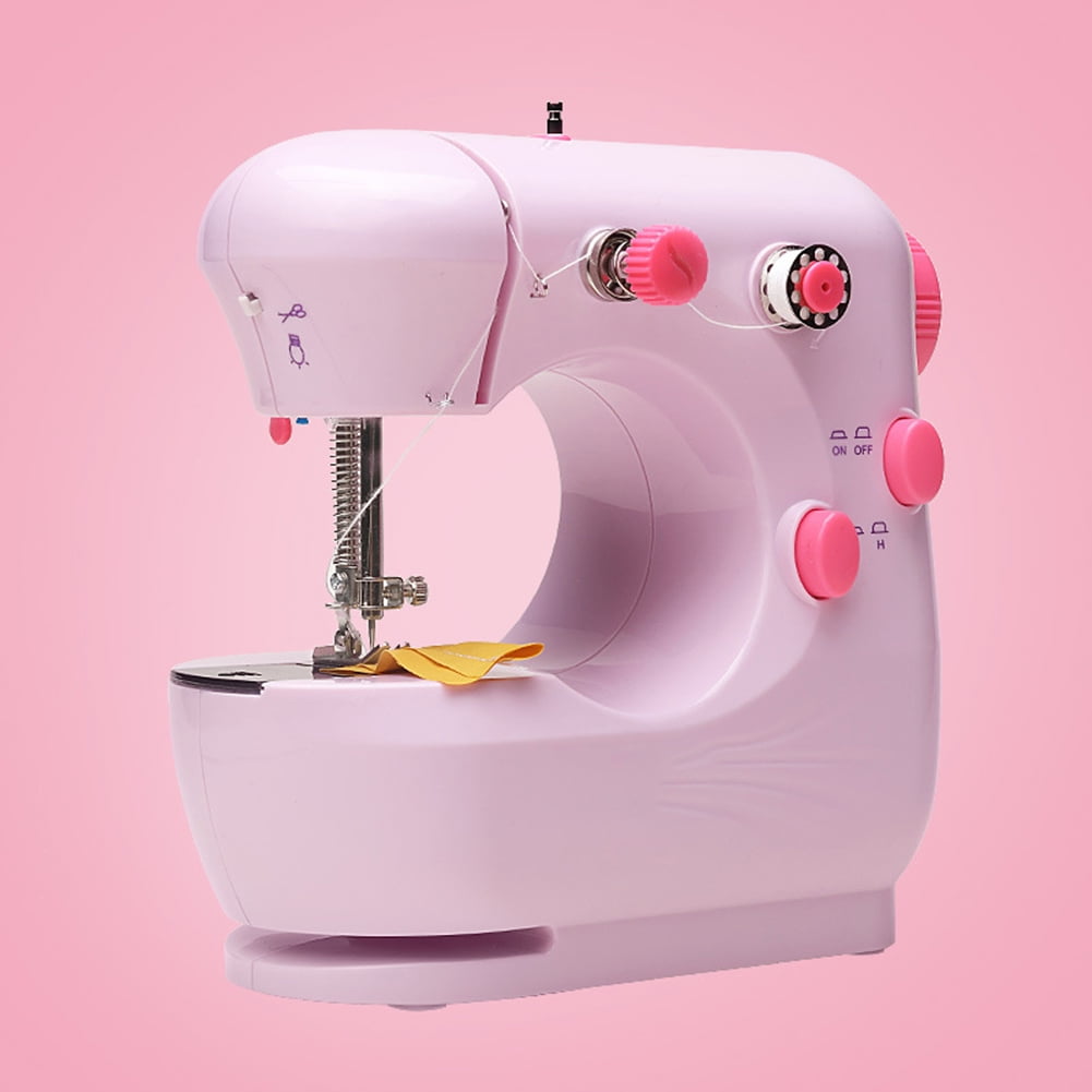 Xinwanna Portable Electric Stitching Sew Fabric Pedal Mini Table Model  Sewing Machine (Pink)