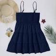 thumbnail image 6 of Womens Sleeveless Smocked Mini Dress Flowy Cute Summer Dresses Boho Spaghetti Strap Tiered A Line Casual Sundress, 6 of 7