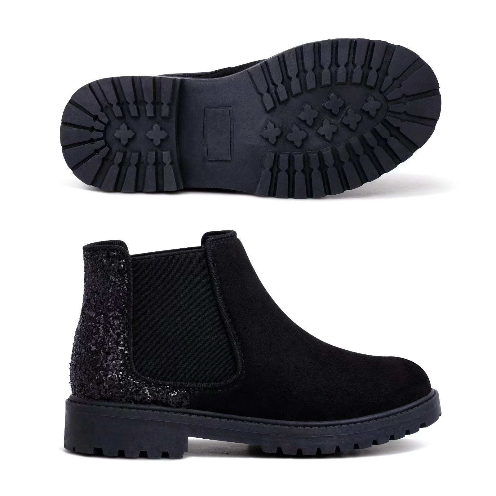 Toddler / Kid Black Sequin Chelsea Boots