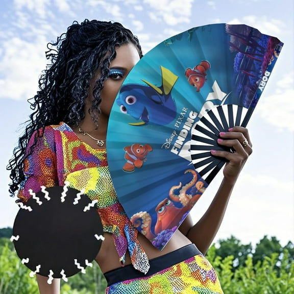 Finding Nemo-theme Folding Fan Chinese Fan Hand Polyester Foldable Fan Fans for Dancing Party Home Suitable for Home, Office, Party