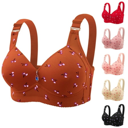 Jacenvly New Push up Bras for Women Lace Embroidered Glossy Comfortable Breathable Bra Underwear No Rims Skin-Friendly Wireless Bras for Women