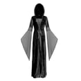 thumbnail image 2 of Witch Cosplay, Witch Costume, Witch Outfit, Witch Roleplay, Witch Cos, Women Renaissance Lace-Up Vintage Hooded Dress Medieval Witch Dress Cosplay Costume, Black L, 2 of 6