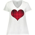 thumbnail image 3 of Inktastic Red Plaid Heart Women's Plus Size V-Neck T-Shirt, 3 of 5