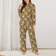 thumbnail image 2 of Salouo Forest Animal Pattern Women's Pajamas Set Long Sleeve Button Down Sleepwear Soft Pj Lounge Sets for women 2 Piece Pjs Set with Long Pants-Medium, 2 of 7