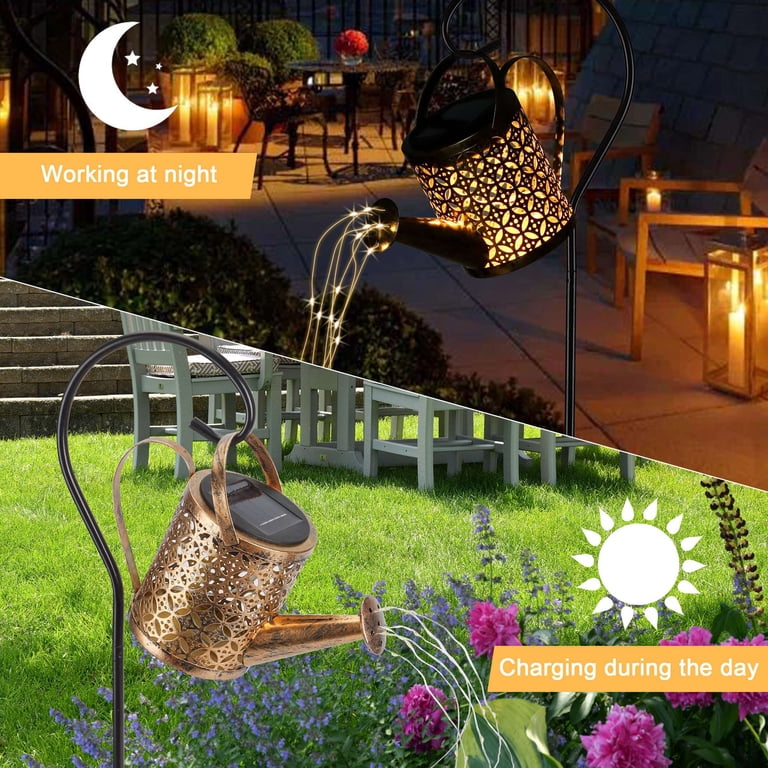 Solar Watering Can Lights – Metal Hanging Garden Decor With Flashing LED Water Effect