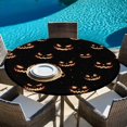 thumbnail image 6 of Round Table Cover 45-54 Inch Black Halloween Waterproof Reusable Table Cloth Round Fitted Vinyl Tablecloth with Elastic Edged for Parties Outdoors, Orange Horror Spooky, 6 of 9