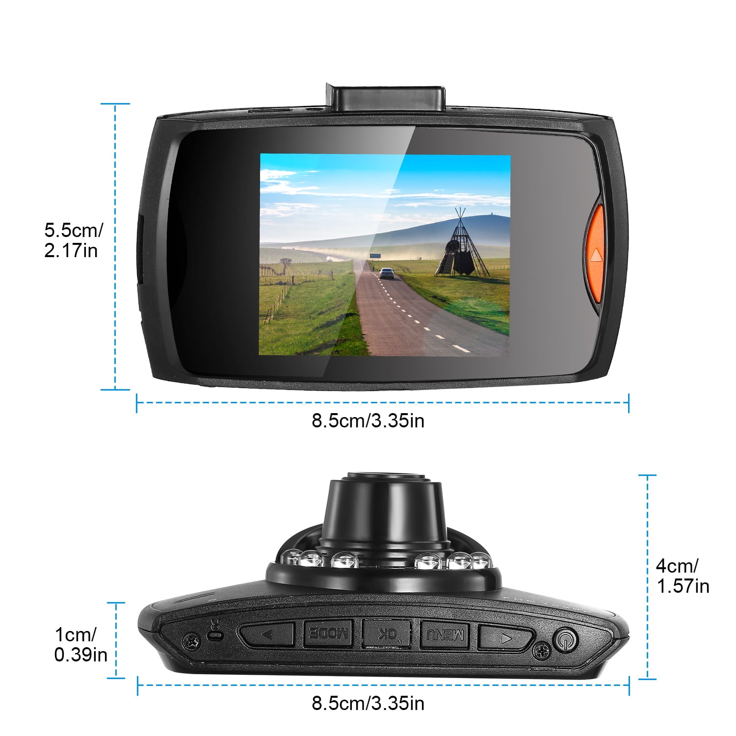iMountek Dash Cam, 1296P 3 Lens Car Dash Camera Front Inside and Rear  Camera 4 in Car Camera 140°Wide Angle Looping Recording G-Sensor, Max  Support