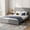 Grey + Queen, variant on White Queen Size Bed Frame with Barn Door Design Headboard Footboard,Farmhouse Style Pinewood Bed Frame,Strengthened Sturdy Construction,Rustic Frame Bed for Master Bedroom,Guest Room,or Apartment.