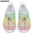 thumbnail image 1 of Doginthehole - Zapatos planos informales con diseño de enfermera y dibujos animados de colores degradados para mujer, mocasines de malla transpirables de verano, cómodos zapatos de enfermera, 1 of 5