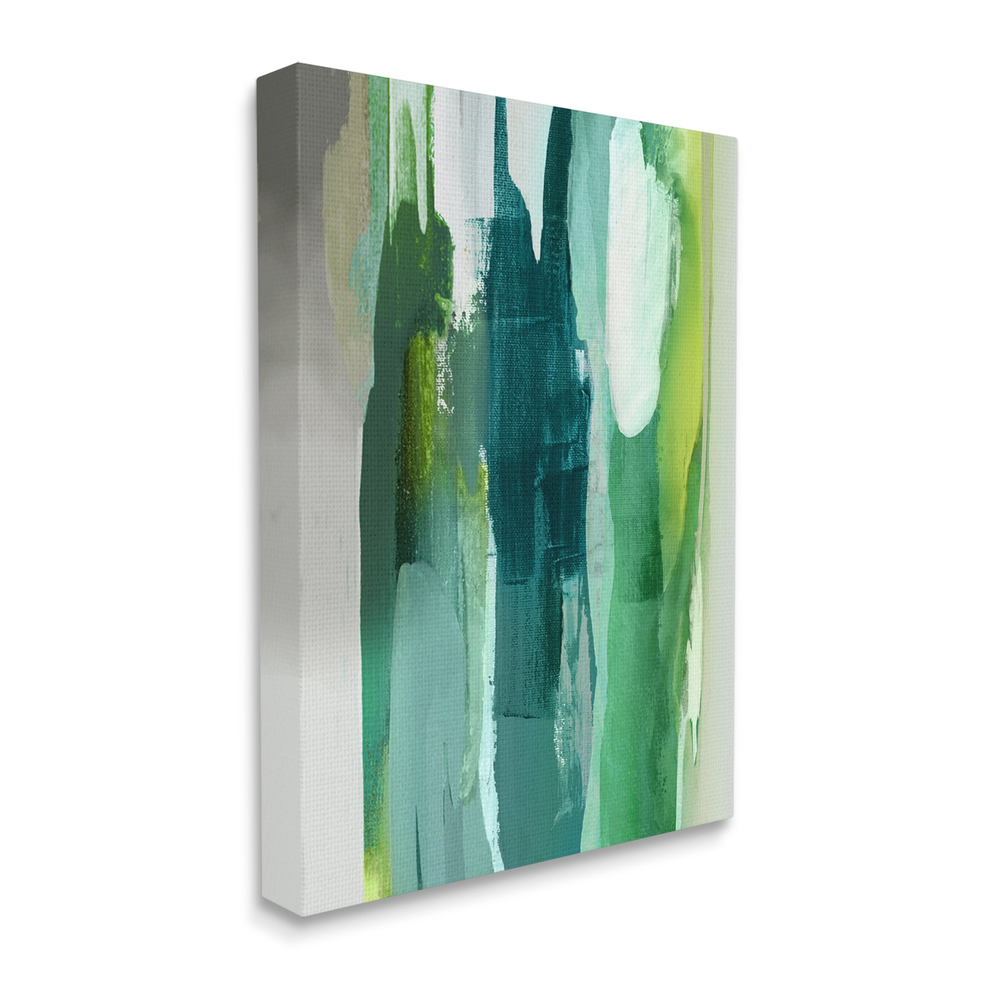 Stupell Industries Green Asymmetrical Abstract Abstract Painting Gallery Wrapped Canvas Print Wall Art, 16 x 20
