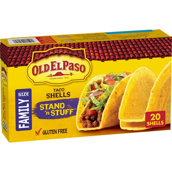 Old El Paso Stand 'N Stuff Taco Shells, Gluten Free, Meal Prep, Family Size, 20 Count, 9.4 oz