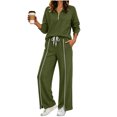thumbnail image 5 of Xdegoge Womens 2 Piece Sweatsuits Half Zip Pullover Sweatshirt and Slit Wide Leg Pants Casual Lounge Sets Athletic Tracksuit, 5 of 9