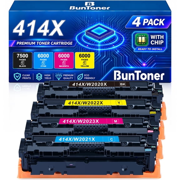 414X Toner Cartridges 4 Pack Compatible for HP 414X 414A W2020X High Yield for Color Pro MFP M479fdw M454dw M454dn Printer